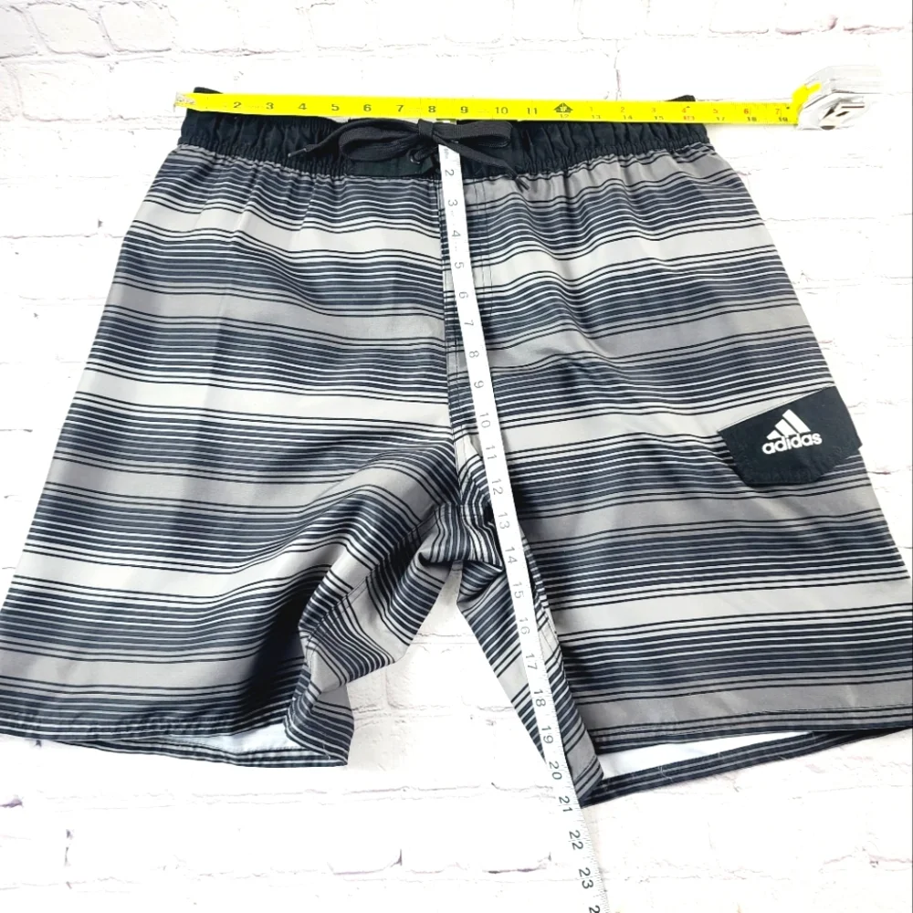 Adidas Icon 2.0 Men's Size Large Swim Shorts Trunks Charcoal Stripe